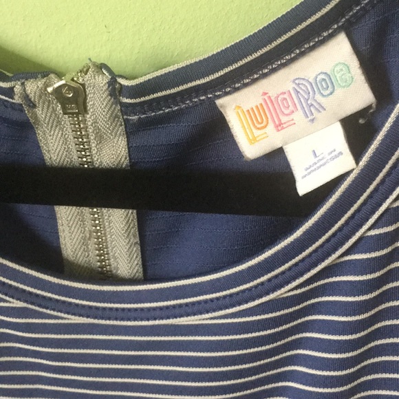 LuLaRoe Blue& white striped dress NWOT large - Picture 3 of 4